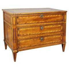 Italian Neoclassical Walnut and Marquetry Miniature Commode, Jewelry Box