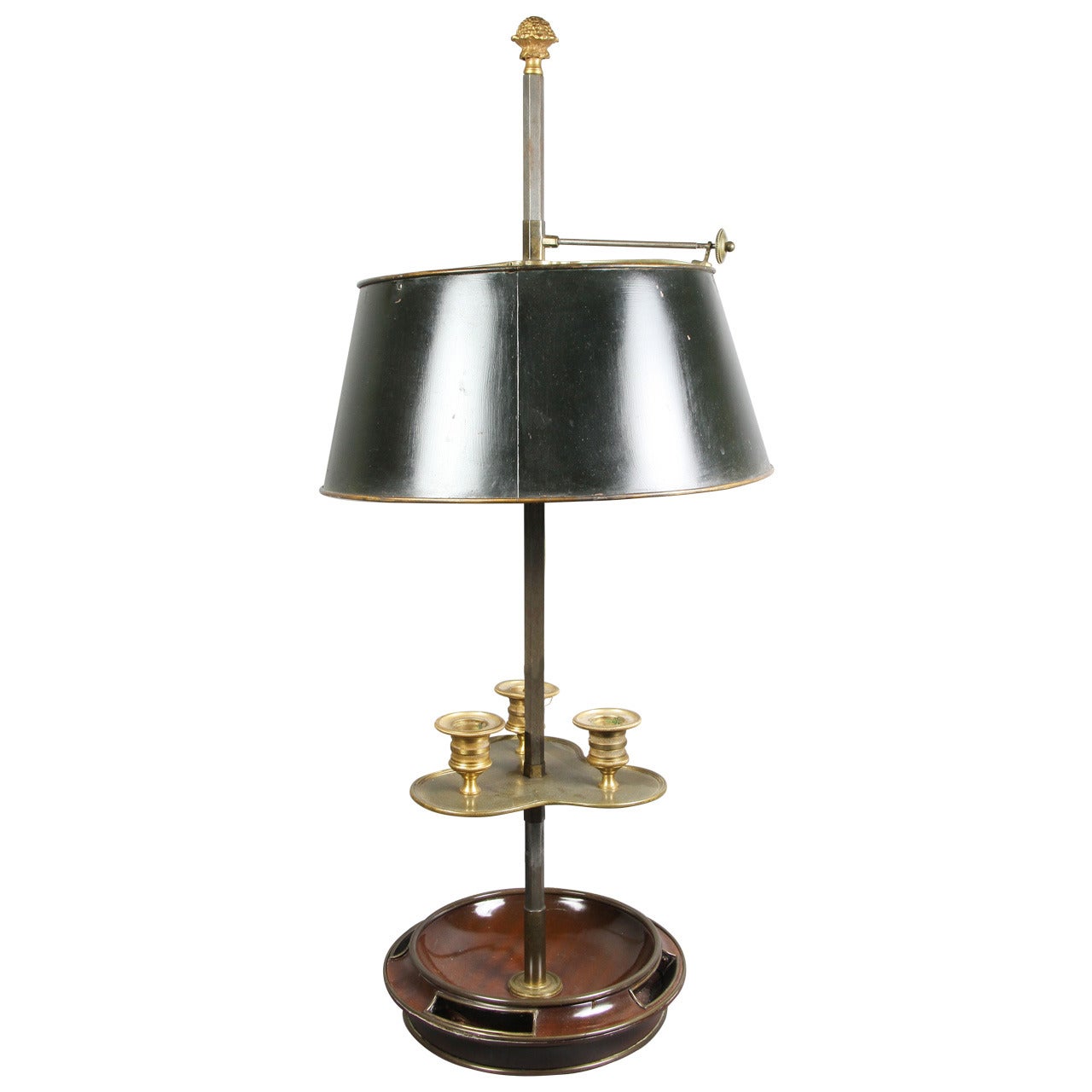 Empire Style Mahogany and Brass Mounted Bouillotte Lamp by Jansen, Paris