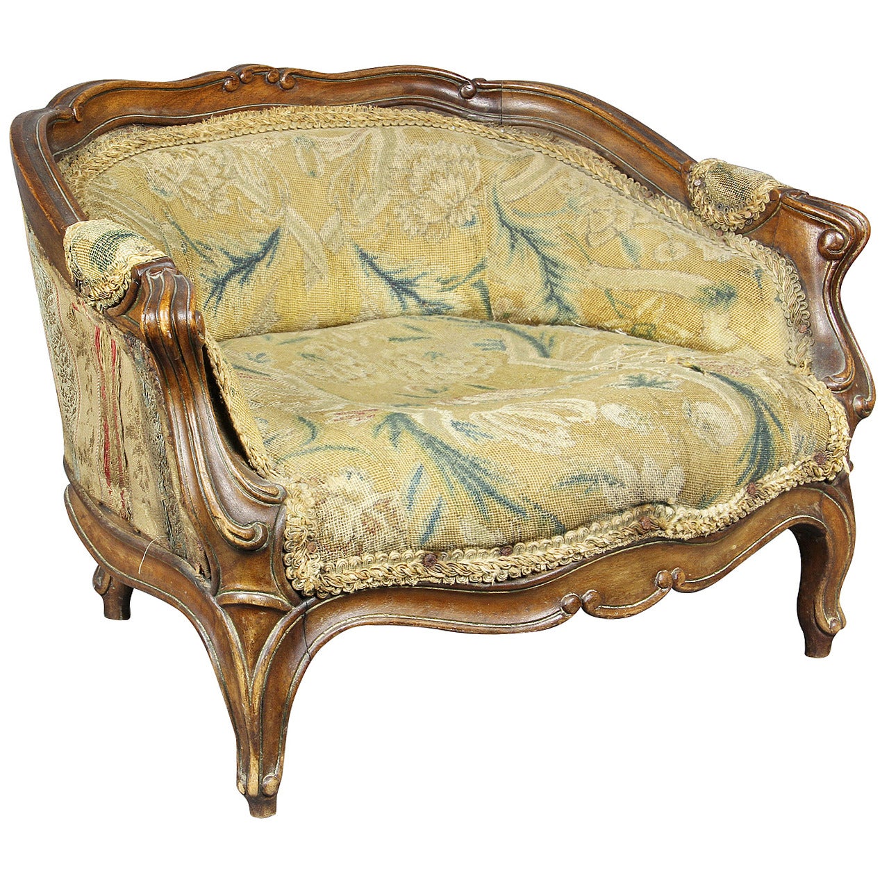 Cute Louis XV Style Walnut Childs Bergere Chair