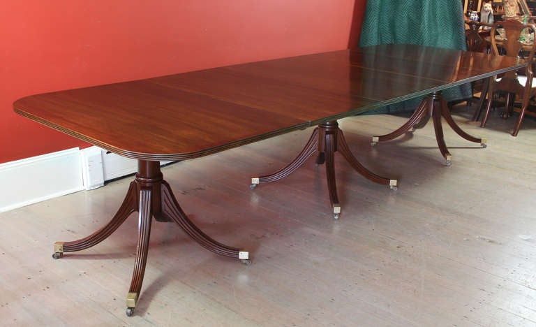 English George III Style Mahogany Three Pedestal Dining Table