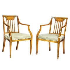 Pair of George III Style Satinwood Dining Chairs
