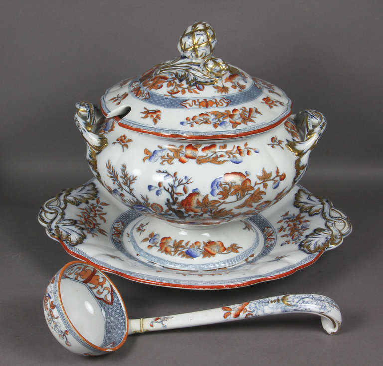 19th Century Minton Pottery Imari Pattern Part Dinner Service