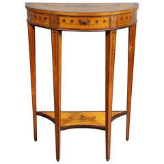 Edwardian Satinwood and Finely Inlaid Console Table by Edwards and Roberts Antique Edwardian Satinwood and Finely Inlaid Console Table by Edwards and Roberts