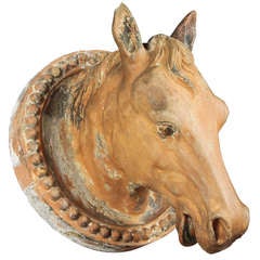 French Terracotta Horse Head