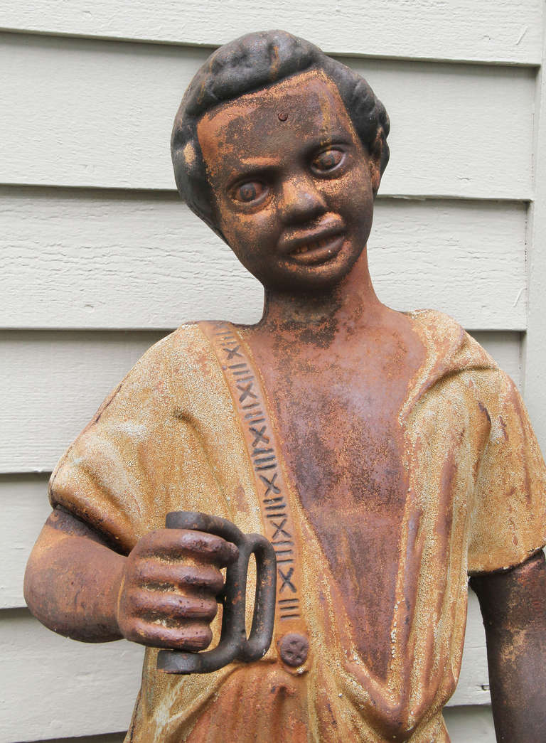 American Cast Iron Hitching Post Figure of a Boy In Fair Condition In Essex, MA