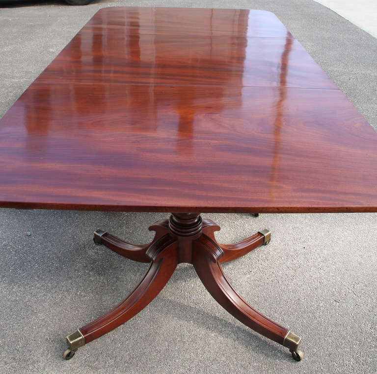 British Fine Regency Mahogany Three Pedestal Dining Table