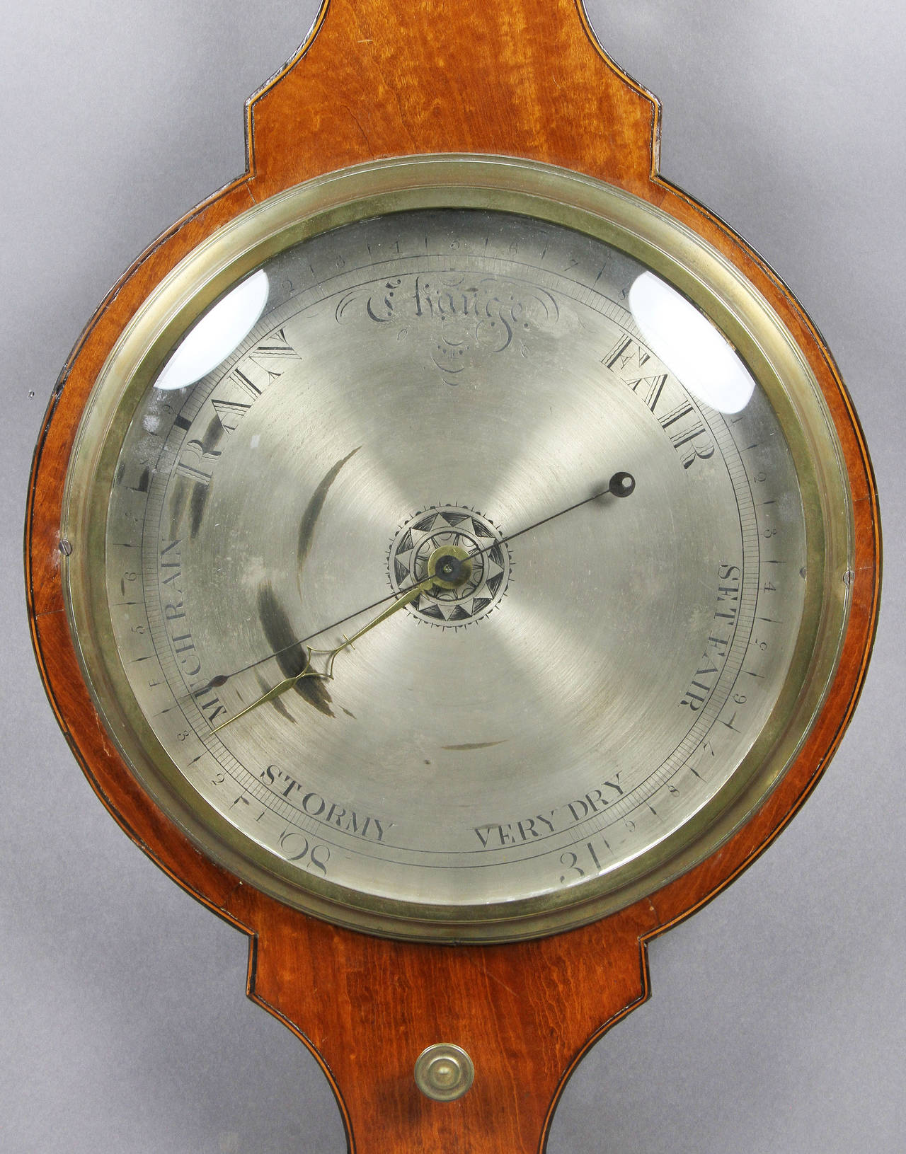 Late 18th Century Irish George III Mahogany Banjo Barometer