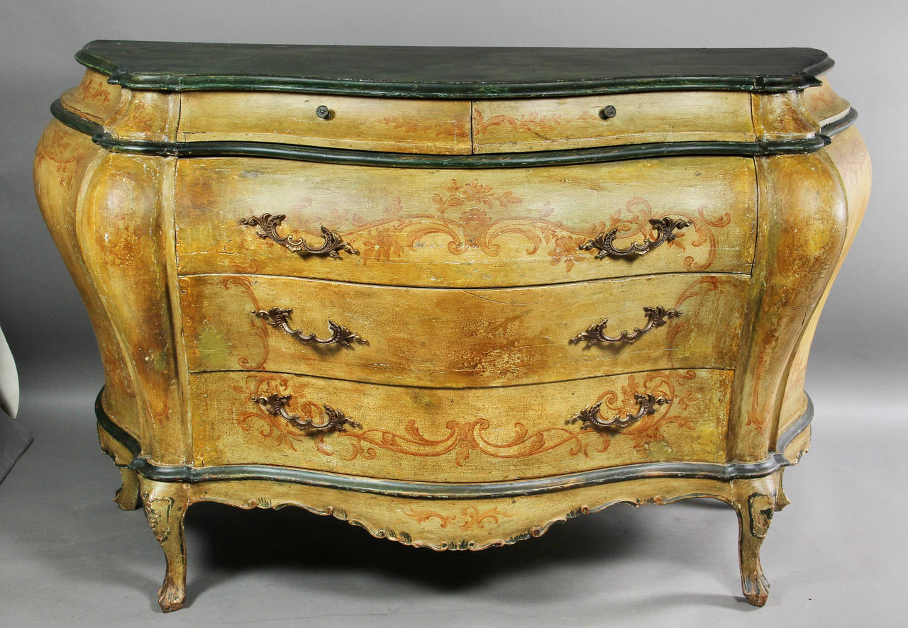 Venetian Style Painted Bombe Commode