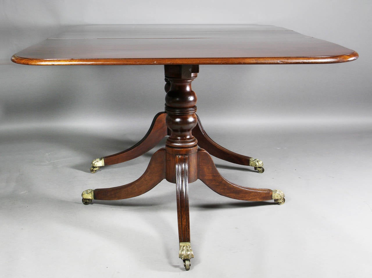Regency Mahogany Two Pedestal Dining Table In Excellent Condition In Essex, MA