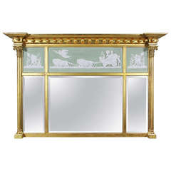 Regency Giltwood And Plaster Bas Relief Overmantle Mirror