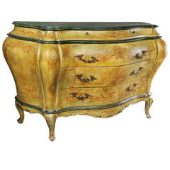 Venetian Style Painted Bombe Commode