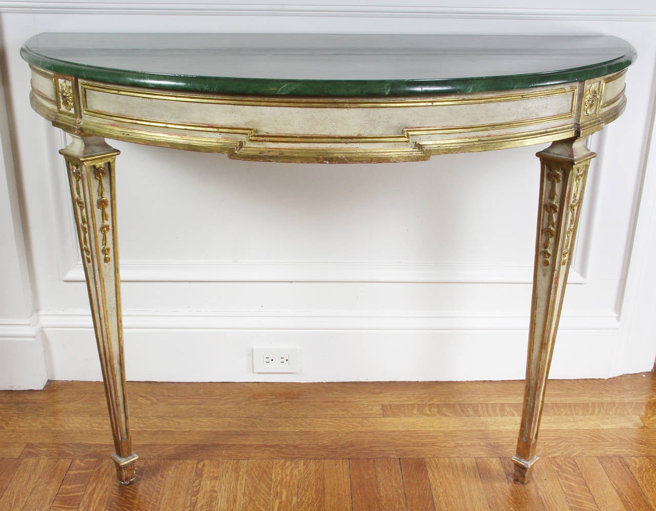 French Louis XVI Style Painted and Giltwood Console Table