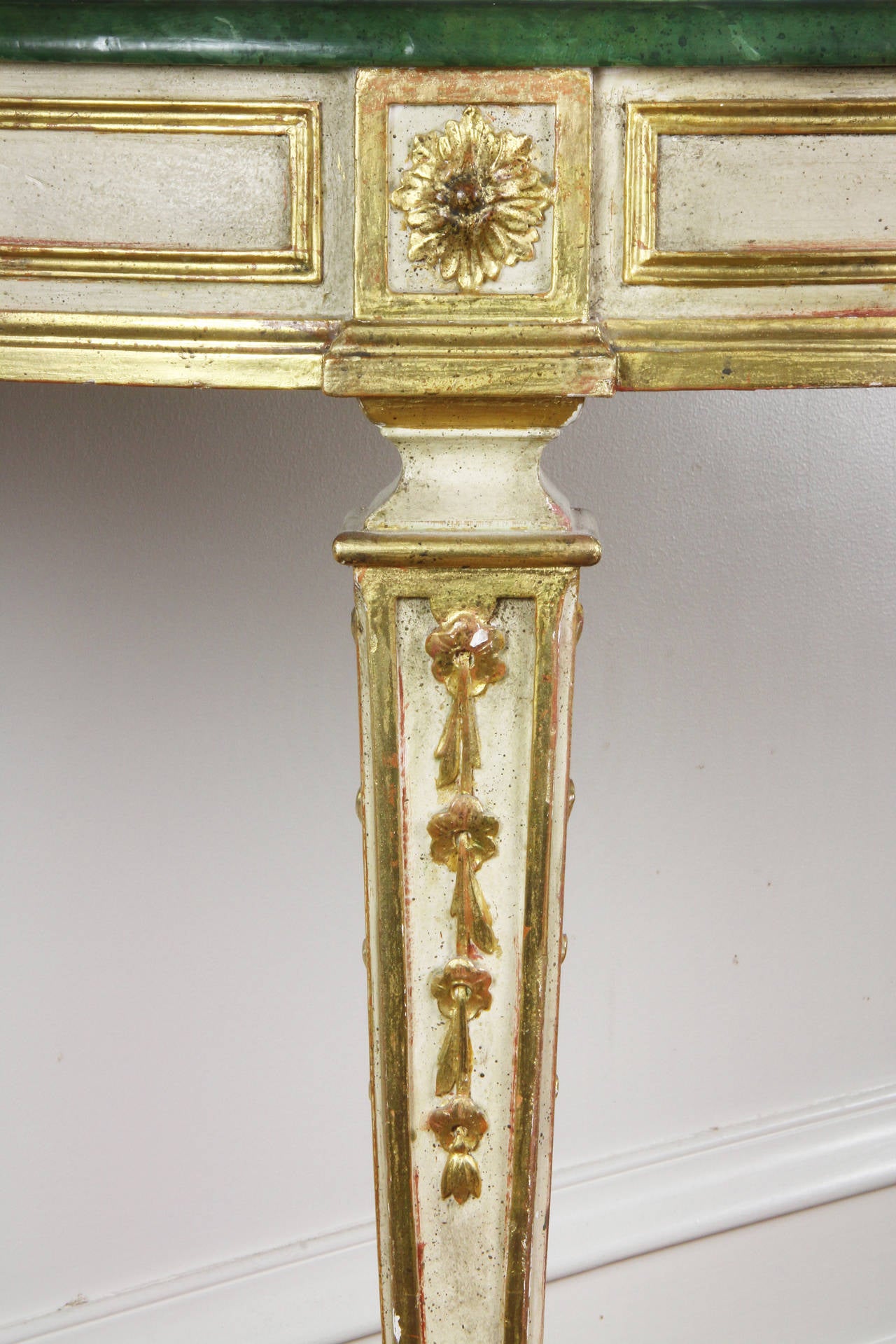 20th Century Louis XVI Style Painted and Giltwood Console Table