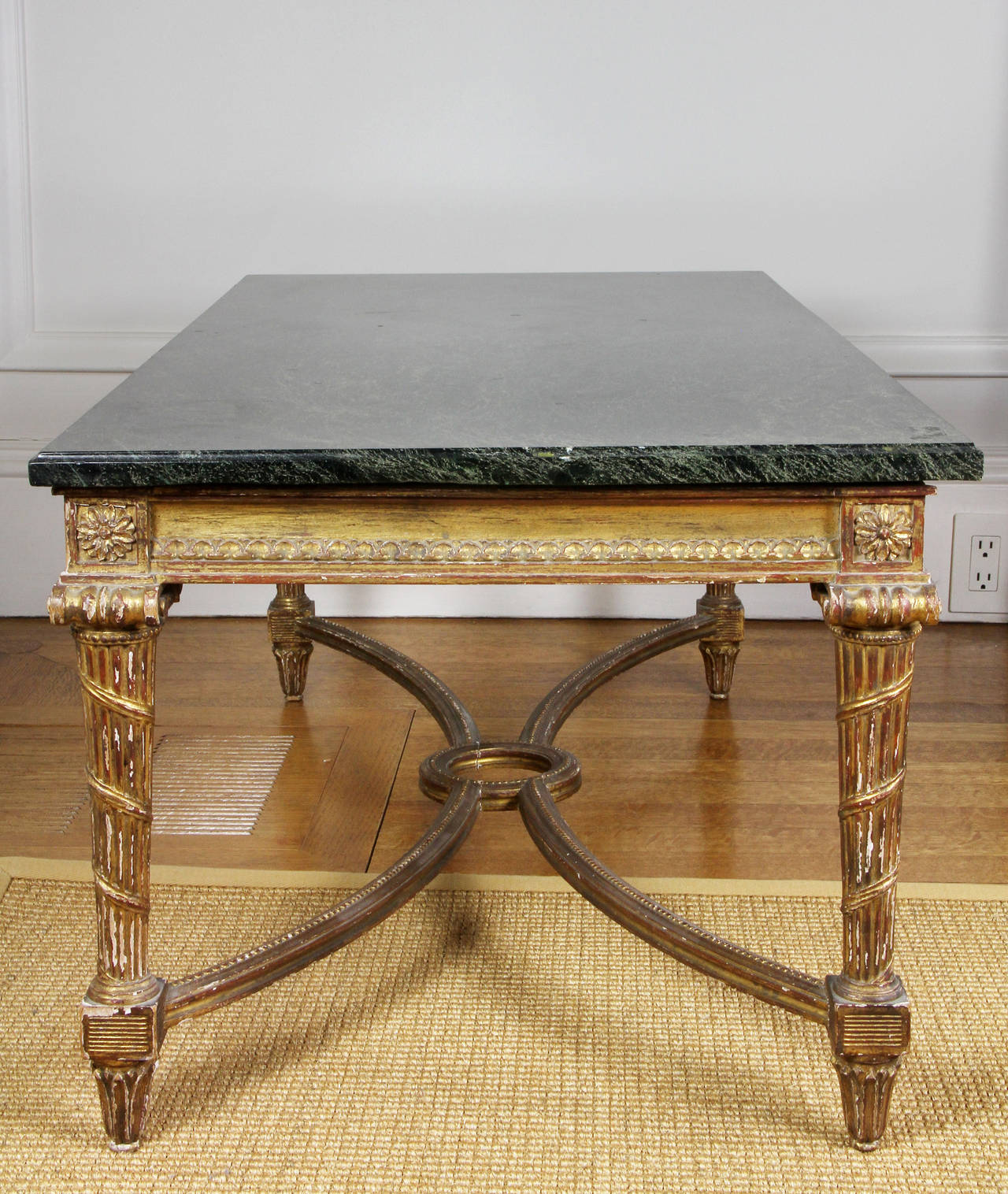 French Neoclassical Style Giltwood Coffee Table In Good Condition In Essex, MA