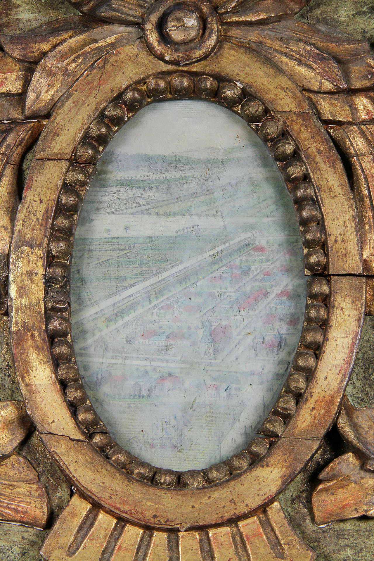 French Louis XVI Giltwood And Green Painted Mirror