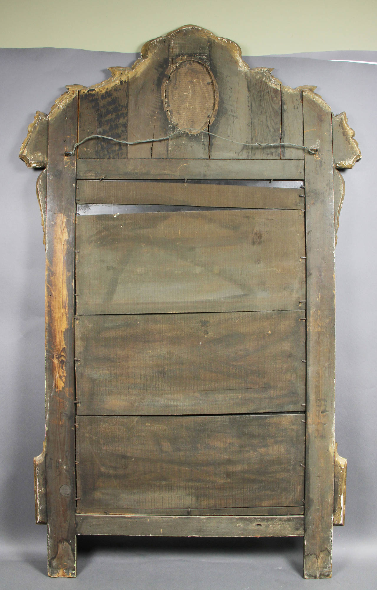 Wood Louis XVI Giltwood And Green Painted Mirror