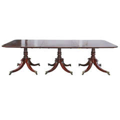 Fine Regency Mahogany Three Pedestal Dining Table