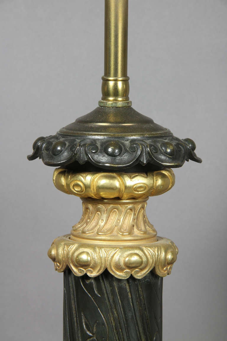Empire Pair of Napoleon III Bronze and Ormolu Table Lamps For Sale