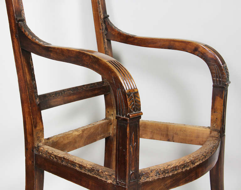 Pair Of French Provincial Empire Fruitwood Fauteuil