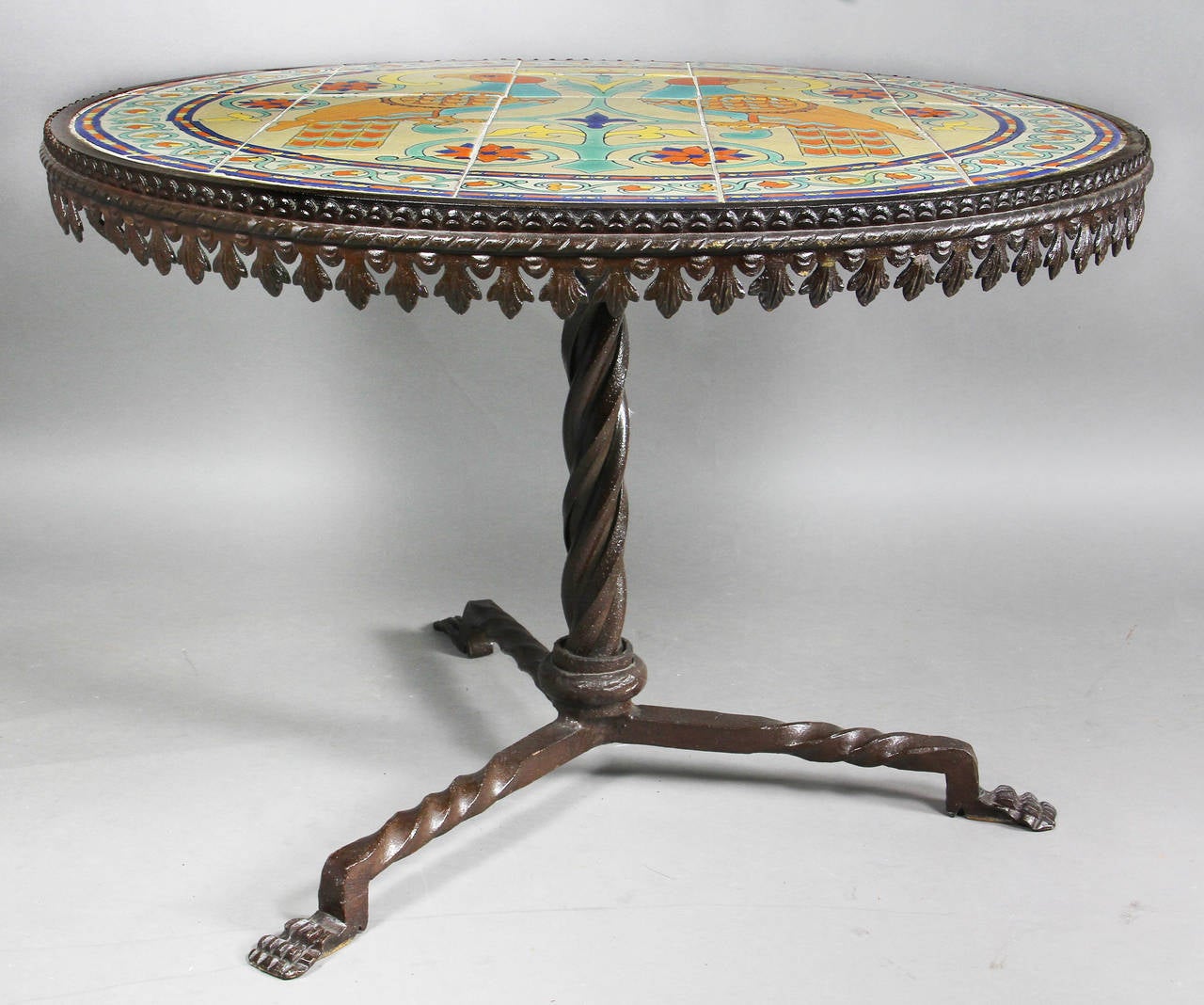 American Catalina Island Wrought Iron Tile Top Coffee Table