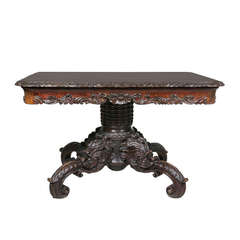 Wonderfully Carved Italian Walnut Center Table 10