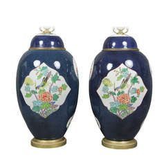 Pair Of Samson Porcelain Table Lamps In The Chinese Style