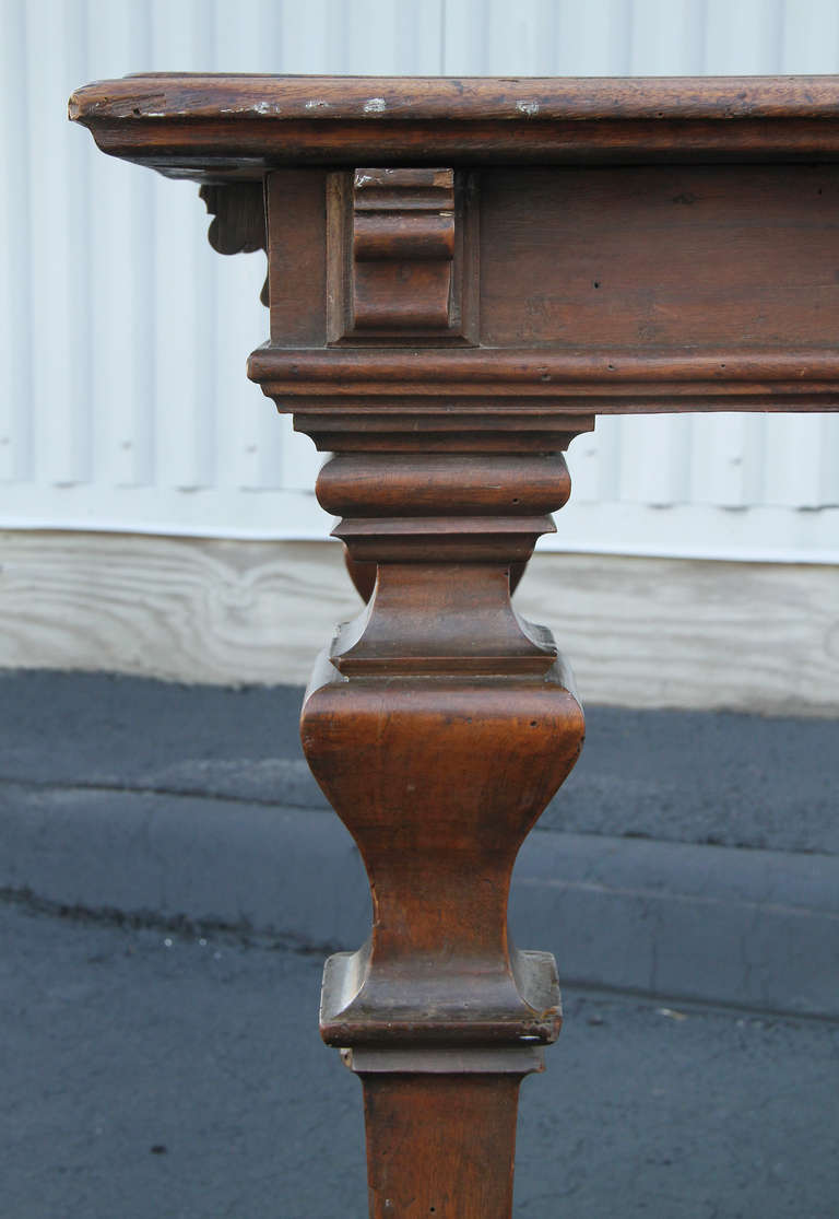 18th Century and Earlier Italian Baroque Walnut Centre Table For Sale