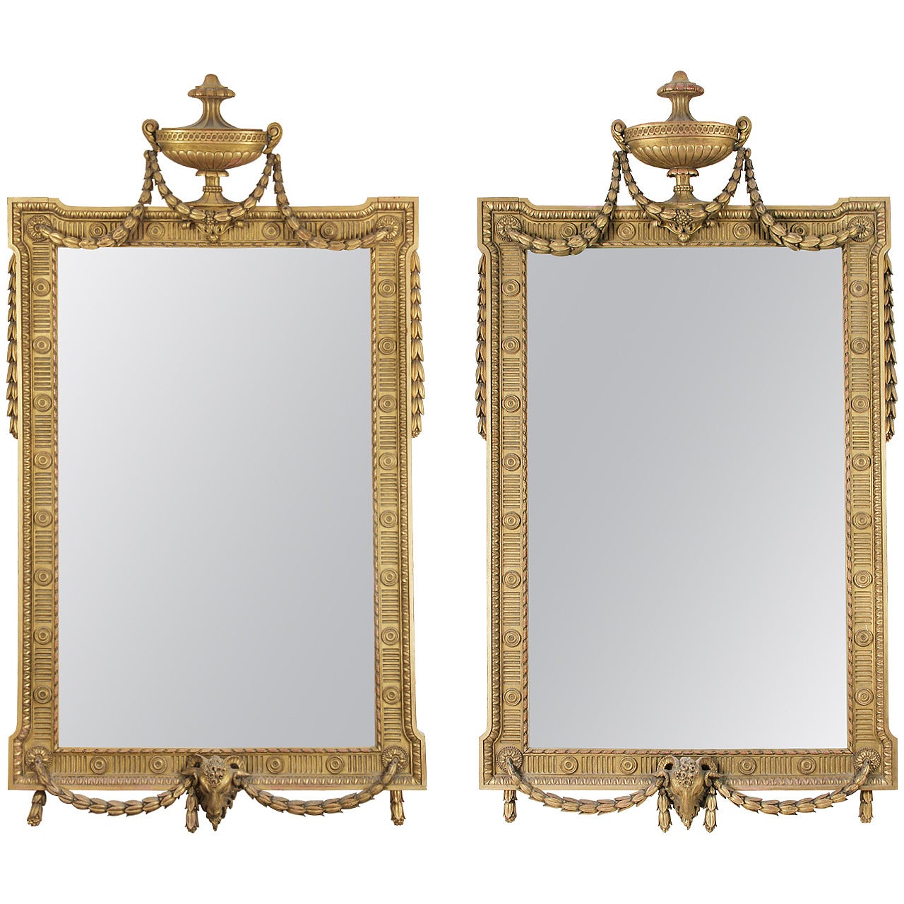 Pair of George III Adams Style Giltwood Mirrors