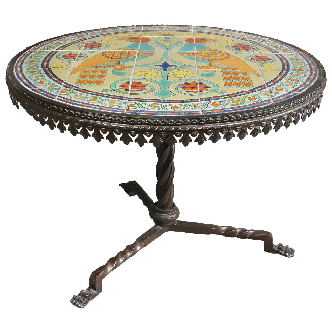 Catalina Island Wrought Iron Tile Top Coffee Table at 1stDibs wrought