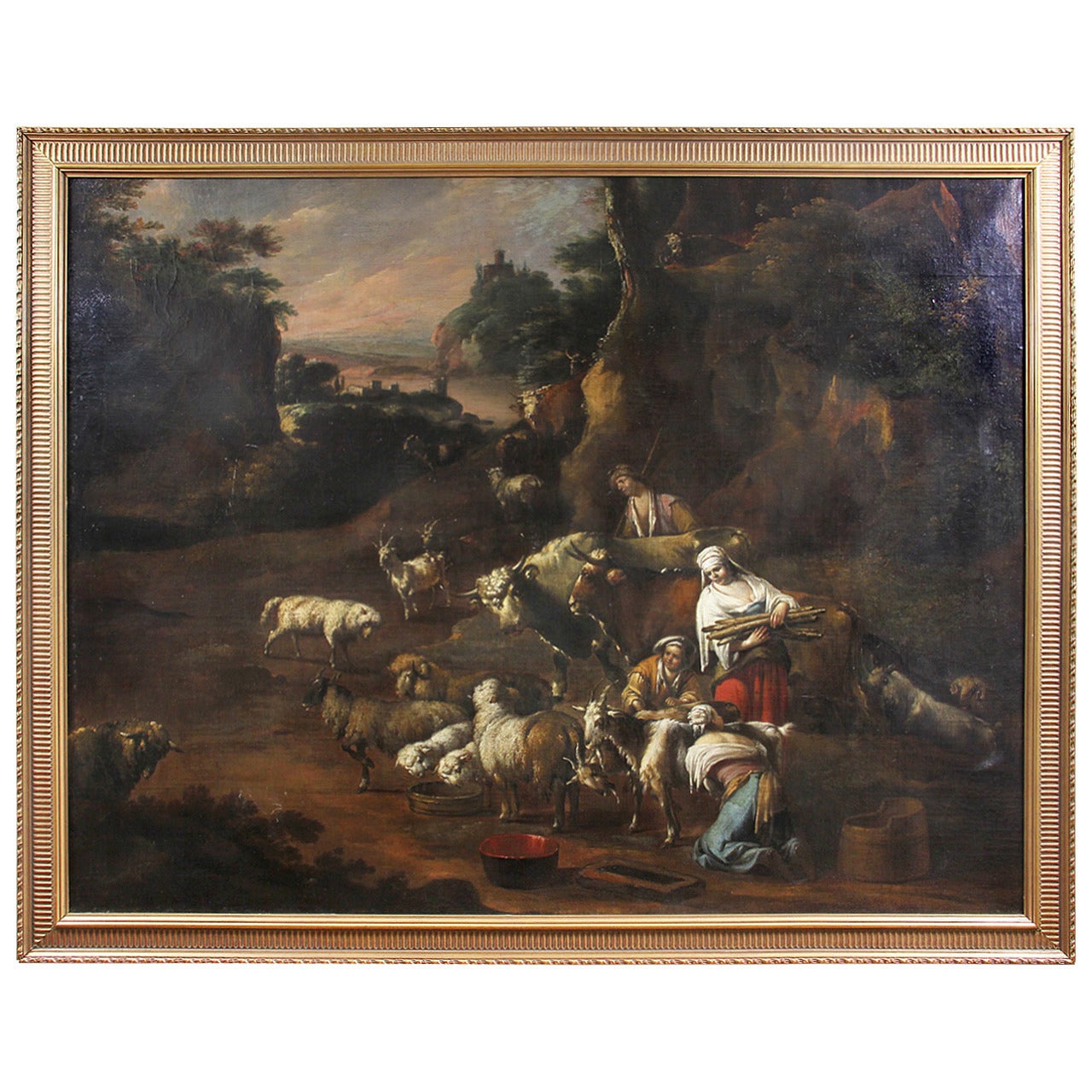 Large Flemish Oil On Canvas Attributed To Philipp Peter Roos
