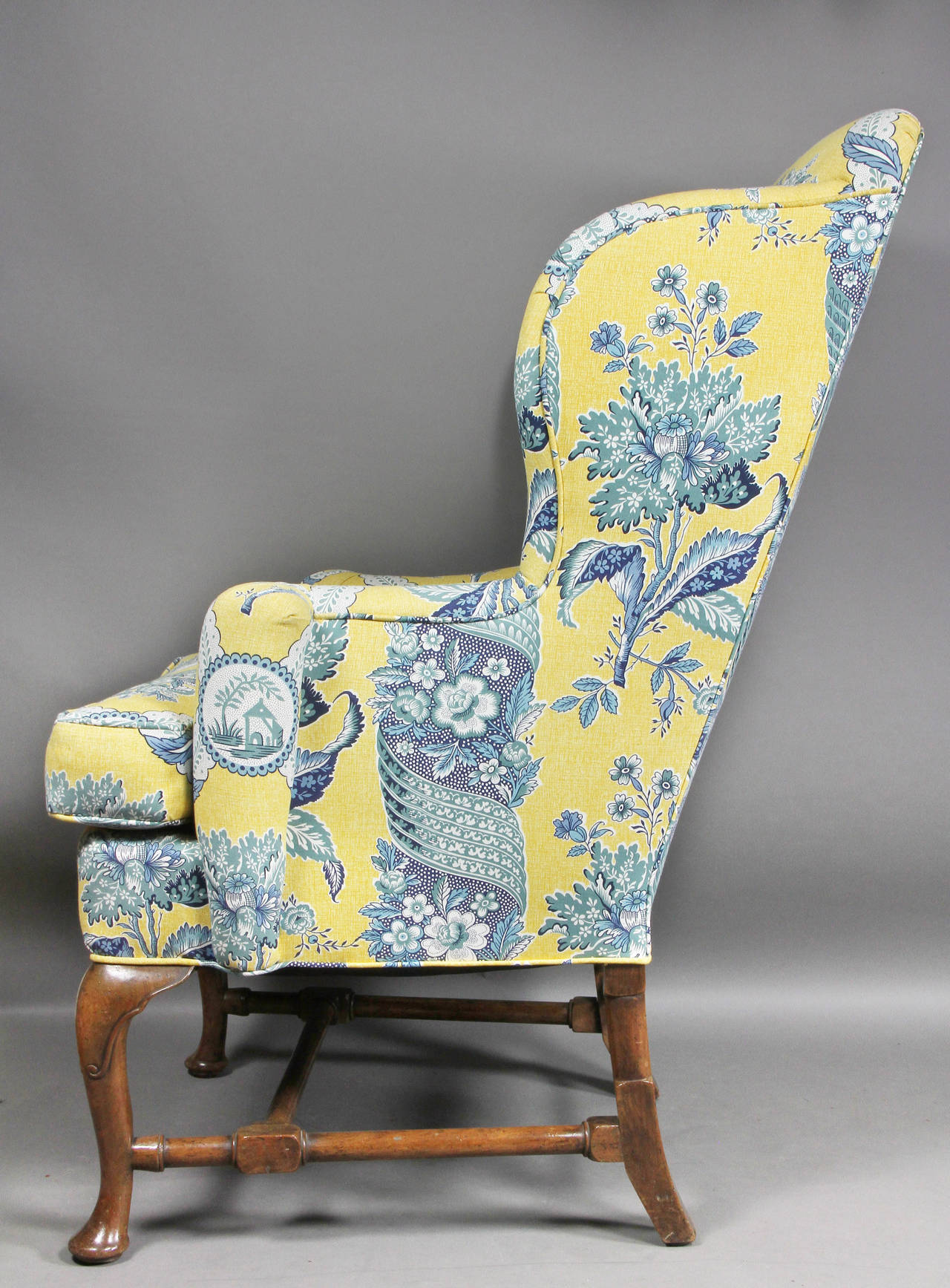 20th Century Queen Anne Style Walnut Wingchair