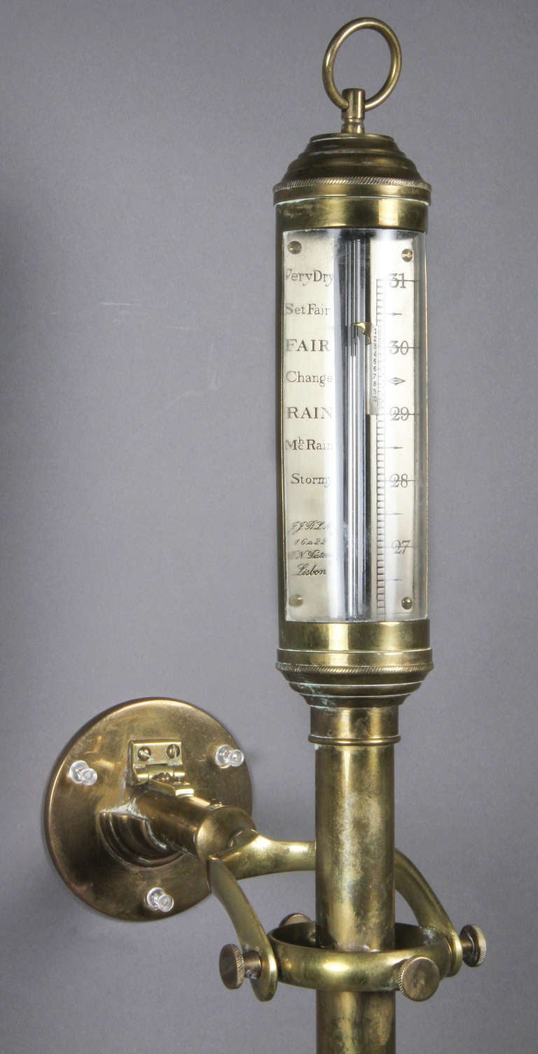 Neoclassical Portugese Brass Gimbal Barometer