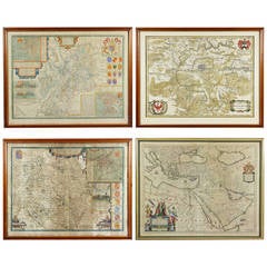 Antique Collection of 12 Early Framed Maps Mostly by John Speed