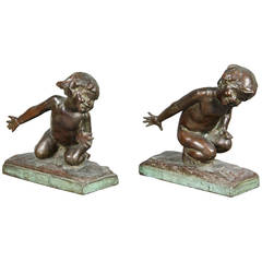 Pair of Bronze Bookends of Children by Edith Barretto Parsons