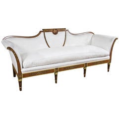 Antique Edwardian Satinwood and Painted Sofa