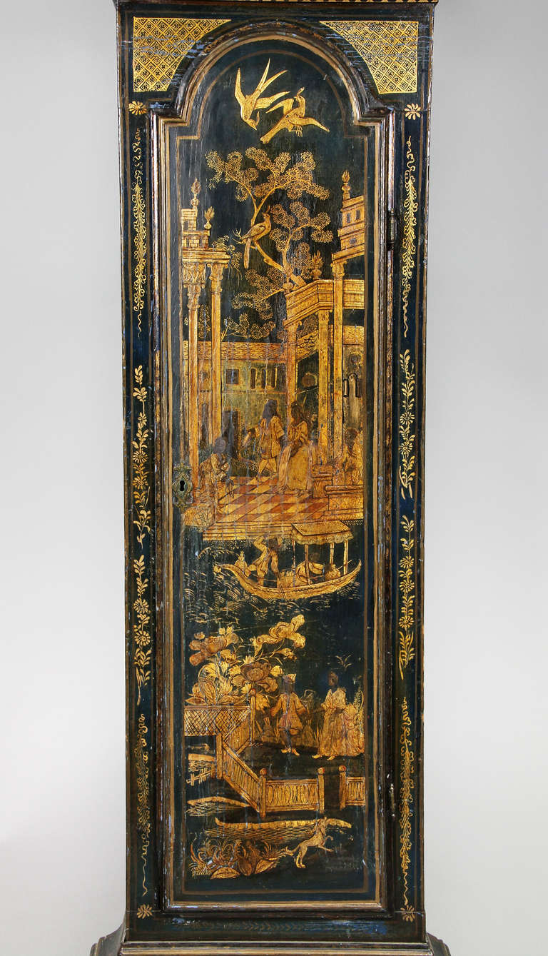 George III Blue Japanned Tall Case Clock 1