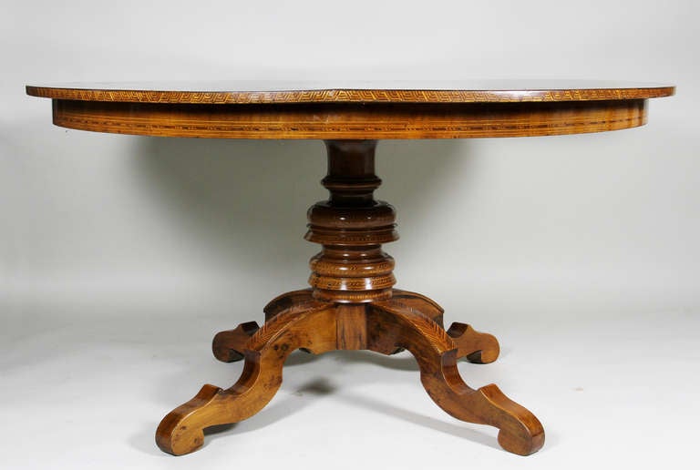 Italian Parquetry Center Table In Excellent Condition In Essex, MA