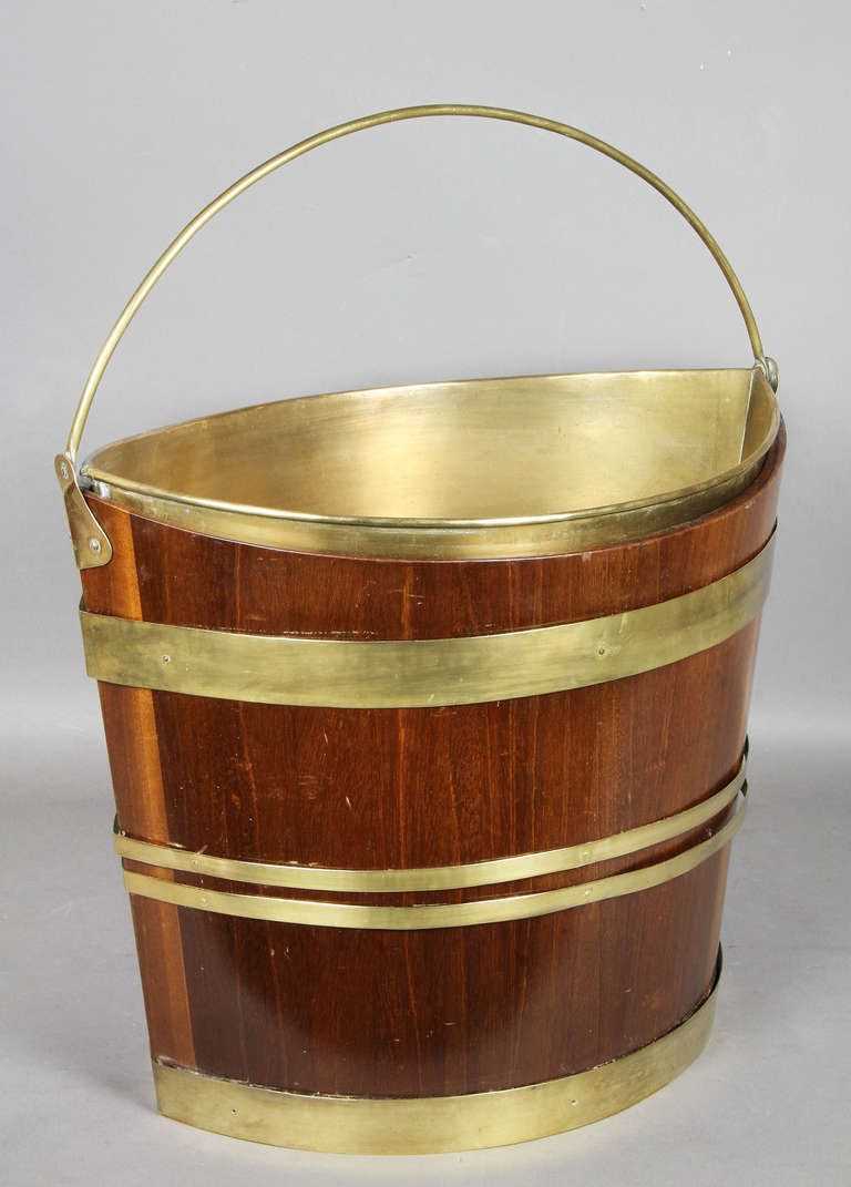 British George III Mahogany and Brass Bound Bucket