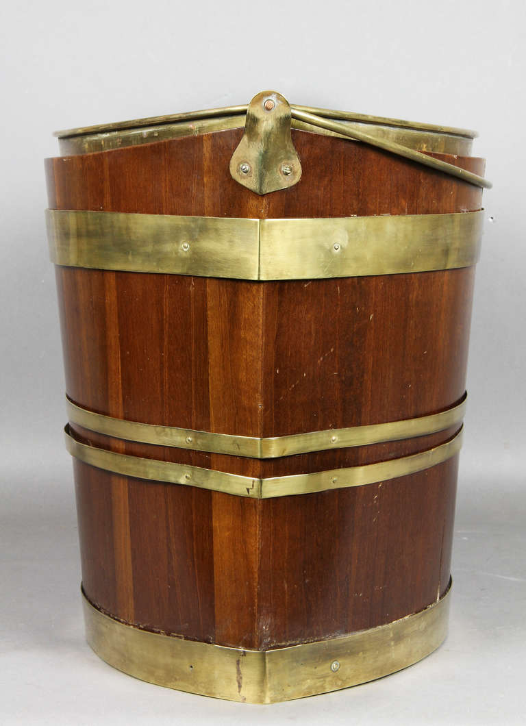 19th Century George III Mahogany and Brass Bound Bucket