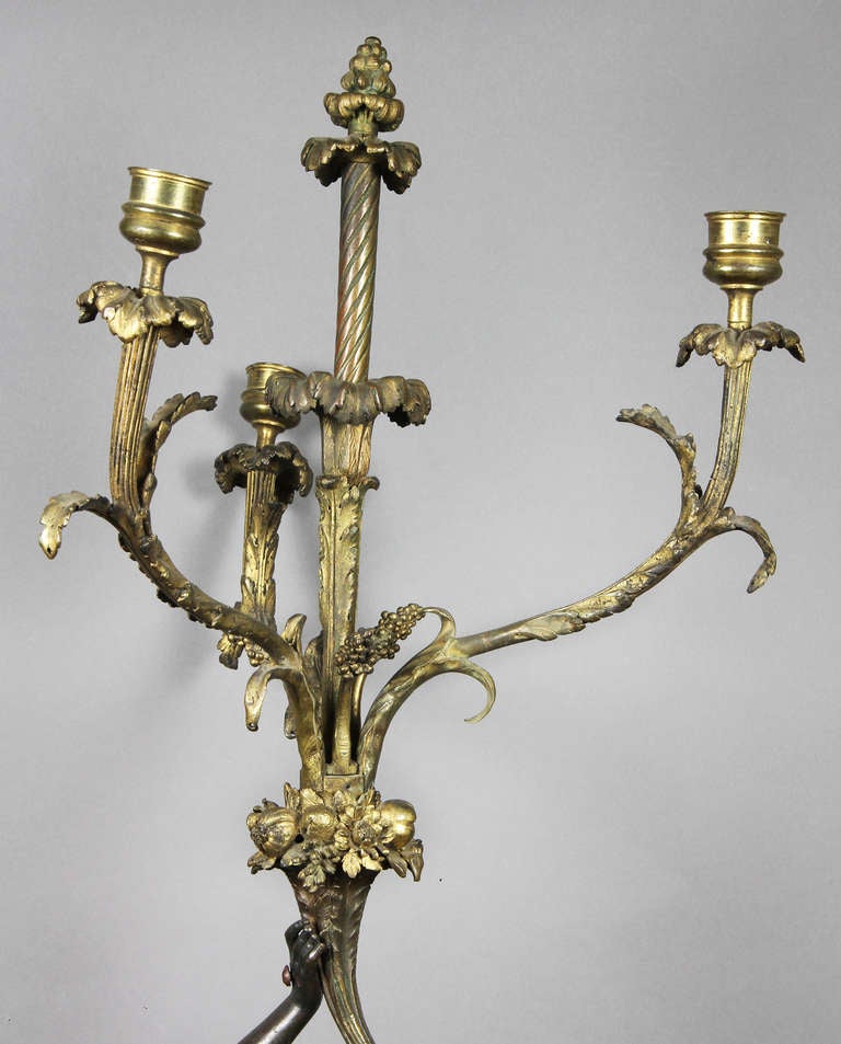  Pair of Louis XVI Bronze and Ormolu Candelabra In Good Condition For Sale In Essex, MA