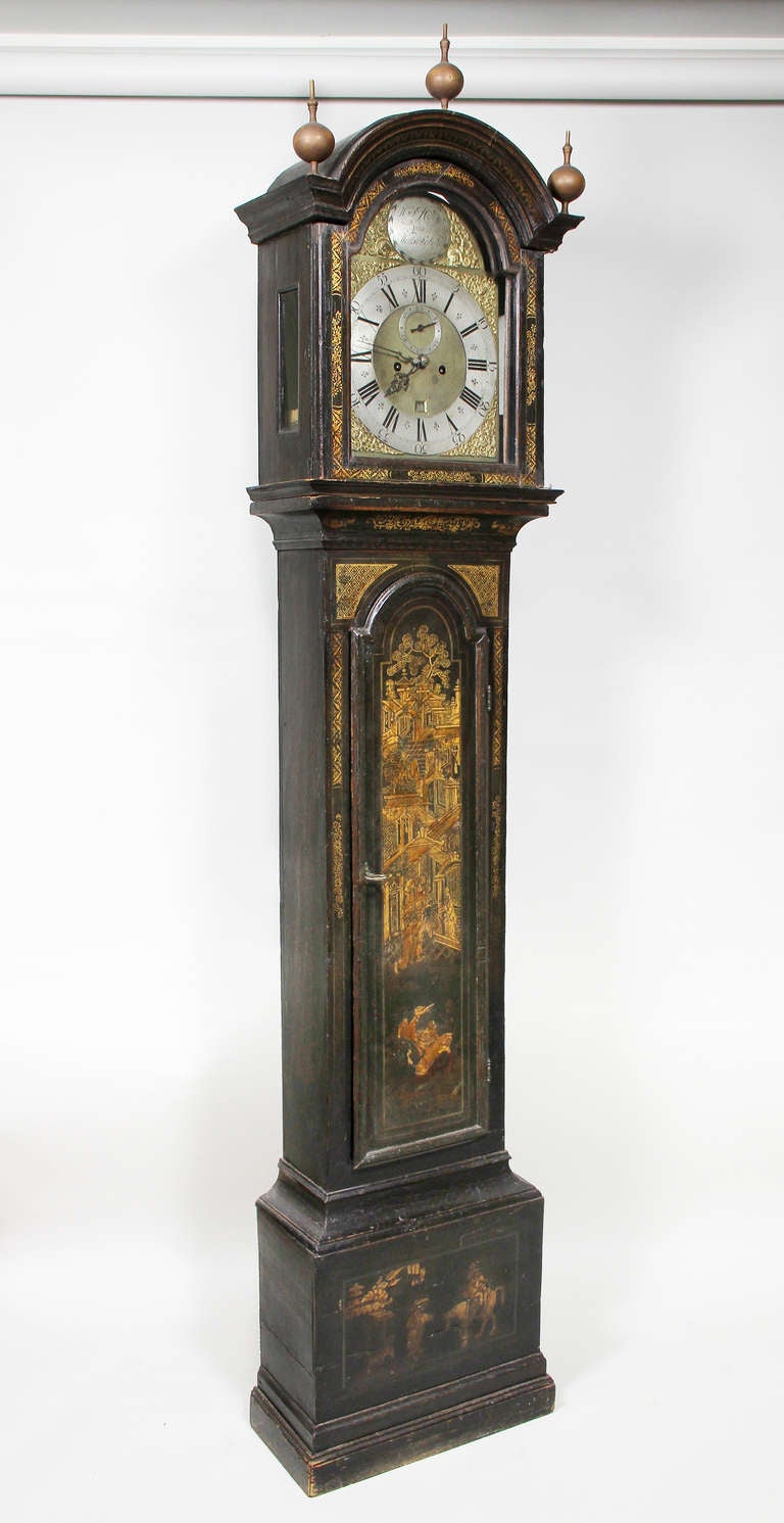 George III Japanned Tall Case Clock