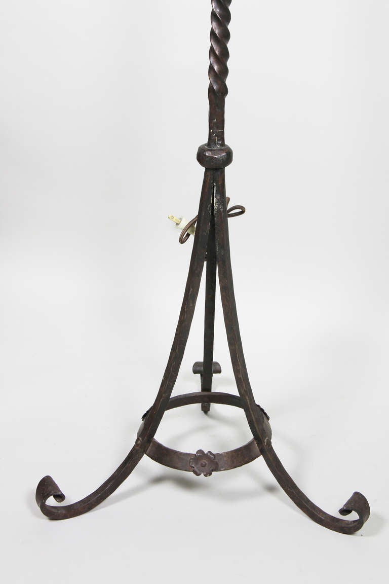 20th Century Arts And Crafts Wrought Iron Floor Lamp