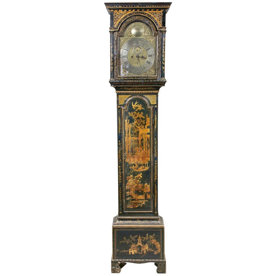 George III Blue Japanned Tall Case Clock