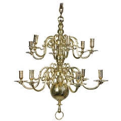William And Mary Style Brass Twelve Light Chandelier 2