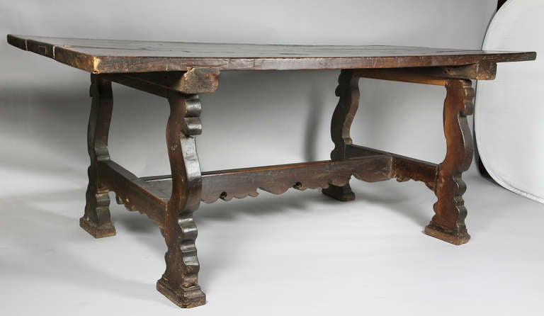 Spanish Baroque Walnut Trestle Table