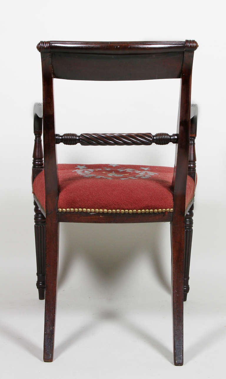 Set of Ten Regency Mahogany and Ebony Inlaid Dining Chairs 5