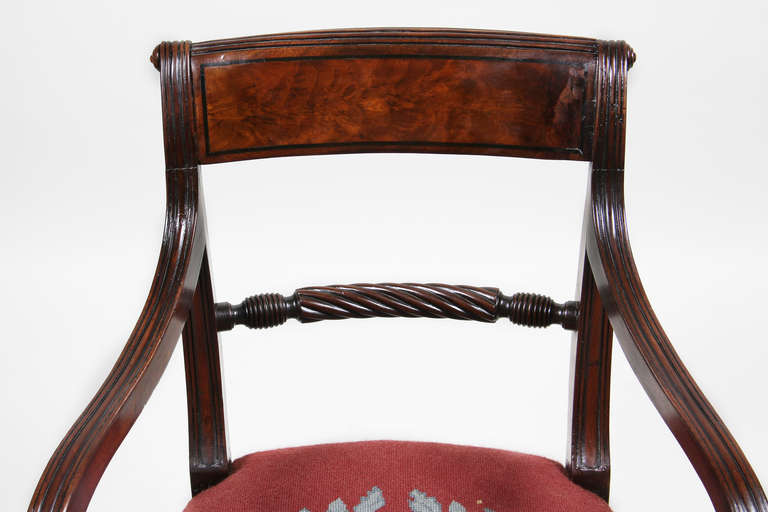 Set of Ten Regency Mahogany and Ebony Inlaid Dining Chairs In Excellent Condition In Essex, MA
