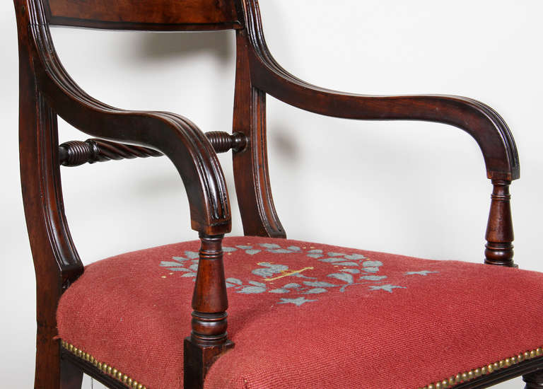 19th Century Set of Ten Regency Mahogany and Ebony Inlaid Dining Chairs