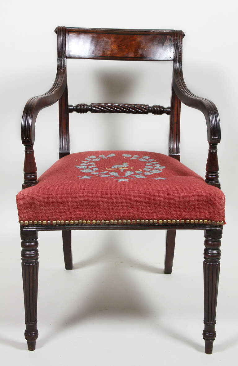 Set of Ten Regency Mahogany and Ebony Inlaid Dining Chairs 2