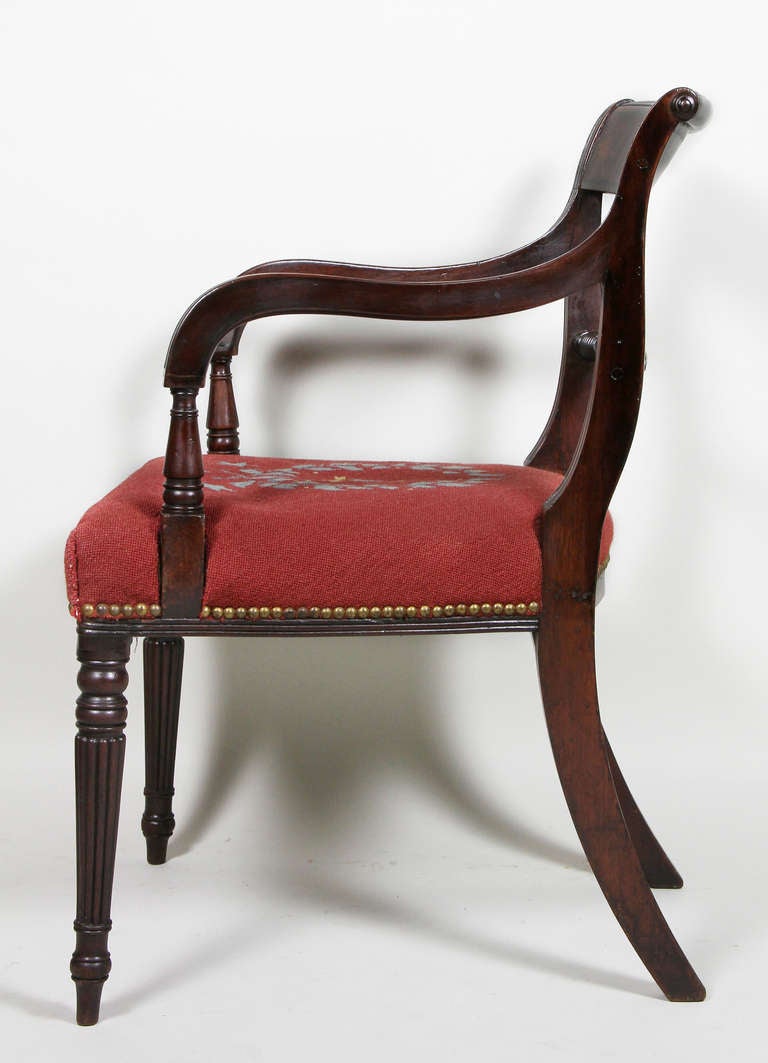 Set of Ten Regency Mahogany and Ebony Inlaid Dining Chairs 4